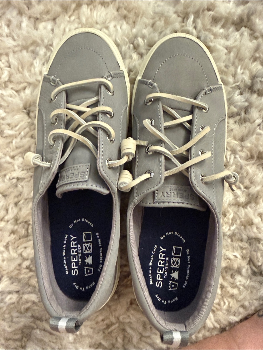 Sperry Light Gray Canvas Lace-Up Boat Sneakers
